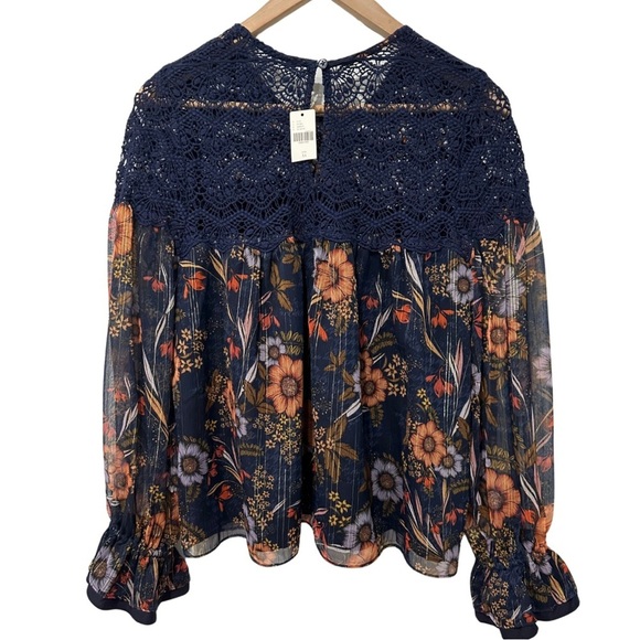 Anthro Mynah’s Reynu Taandon Cristy Crochet Blouse Floral Multicolor Boho XS NWT - Picture 9 of 11